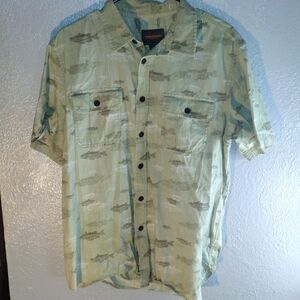 Northwest Territory 100% Cotton Fish Button up Short Sleeve Shirt L